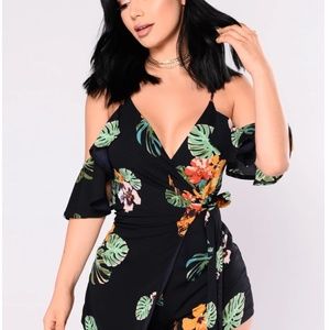 Fashion Nova Vidette Floral Romper - Navy